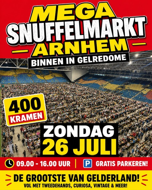 Mega Snuffelmarkt GelreDome Arnhem BINNEN ivm verwachte regen