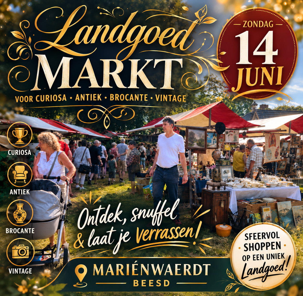 Landgoed markt voor Antiek-Curiosa-Brocante-Vintage